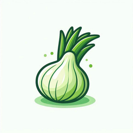 Illustration of a fresh green onion isolated on a white background.のイラスト素材