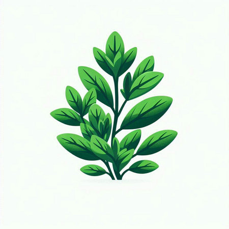 Illustration of green leaves on a white background. Vector illustration.のイラスト素材