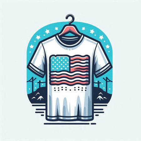 American t-shirt on hanger. Vector illustration in retro styleのイラスト素材