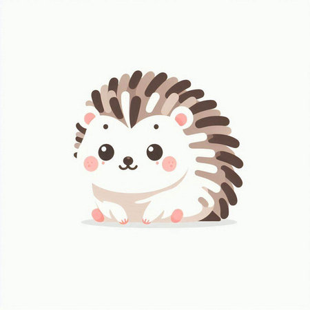 Cute little hedgehog isolated on white background. Vector illustration.のイラスト素材