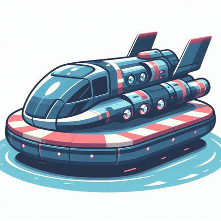 Space station. Vector illustration of a space ship. Cartoon style.のイラスト素材