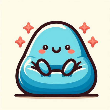 Cute cartoon blue stone. Vector illustration isolated on white background.のイラスト素材