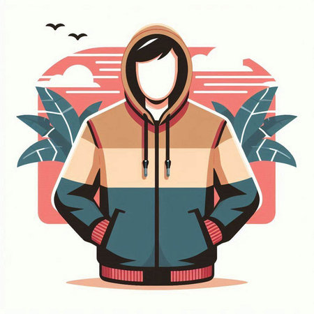Vector illustration of a man in a winter jacket. Flat style.のイラスト素材