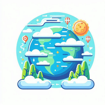 Illustration of a red flower with green leaves on a white backgroundのイラスト素材