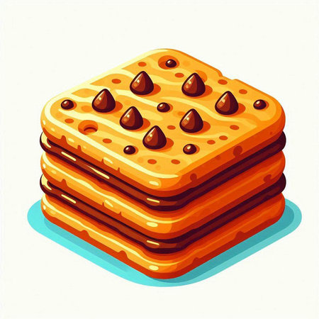 Vector illustration of a stack of cookies with chocolate on a white backgroundのイラスト素材
