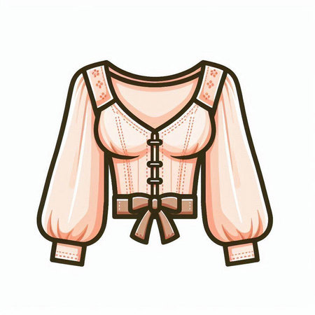 Women's blouse with a bow on a white background, vector illustrationのイラスト素材