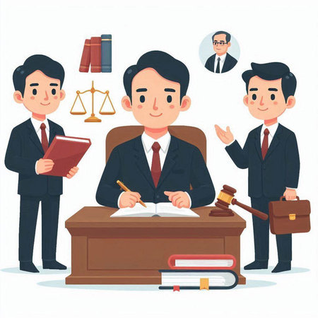 Lawyer, attorney, judge or auctioneer cartoon character. Vector illustrationのイラスト素材