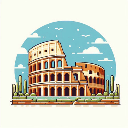 Colosseum in Rome, Italy. Colosseum is one of the symbols of Rome.のイラスト素材