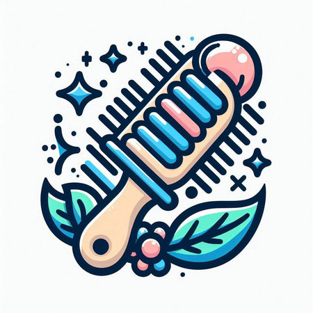 Vector illustration of comb and hairbrush in flat style. Colorful icon on white background.のイラスト素材