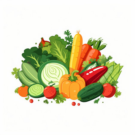Vegetables. Vector illustration in cartoon style on white background.のイラスト素材
