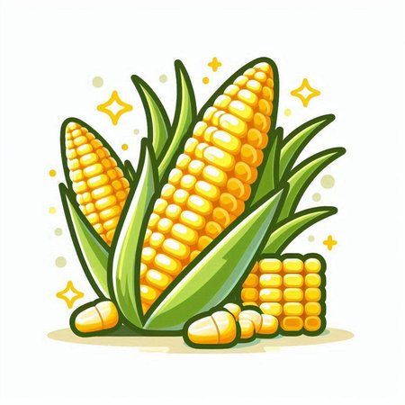 Illustration of fresh corncob isolated on white background - vectorのイラスト素材