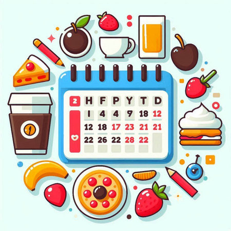 Flat design vector illustration concept of healthy nutrition, diet and weight loss.のイラスト素材