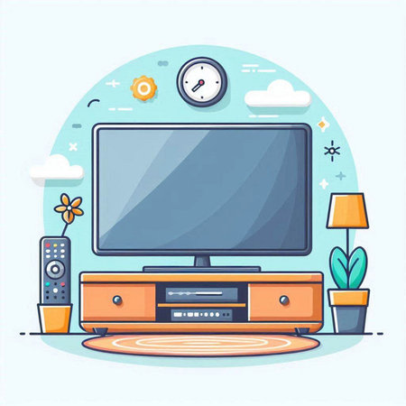 Home TV. Flat design. Vector illustration. Modern flat style.のイラスト素材