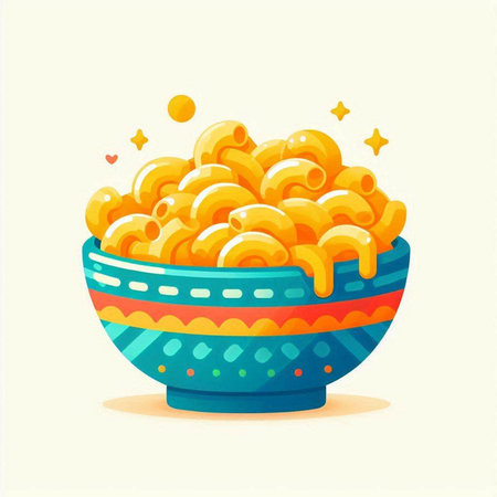 Bowl of macaroni. Vector illustration in cartoon style.のイラスト素材