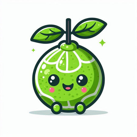Cute kawaii lime fruit character. Vector flat cartoon illustration icon designのイラスト素材