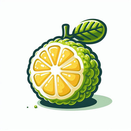 Bergamot fruit isolated on white background. Vector illustration.のイラスト素材