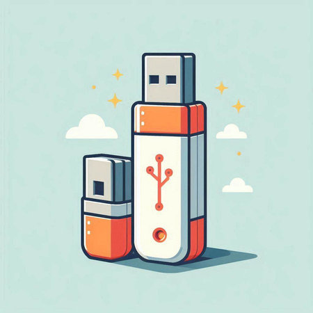 Illustration of USB flash drive in flat style. Vector illustration.のイラスト素材