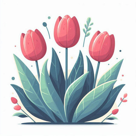 Tulip flowers. Vector illustration of a bouquet of tulips.のイラスト素材