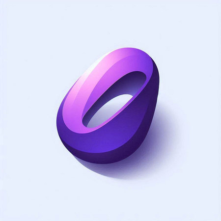 abstract 3d illustration of letter O in violet and purple colorsのイラスト素材