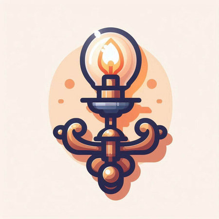 Lantern icon. Vector illustration of a lamp with a candle.のイラスト素材