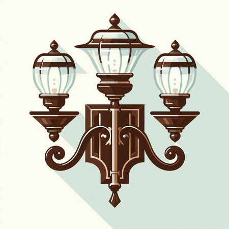 Vintage wall lamp in retro style. Vector illustration in retro style.のイラスト素材