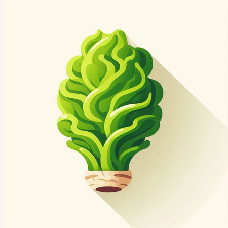 Lettuce. Vector illustration in flat style with long shadow.のイラスト素材