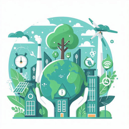 Ecology concept. Save the world. Vector illustration in flat styleのイラスト素材