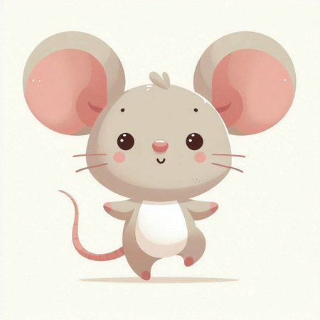 Cute Cartoon Mouse. Vector Illustration of a Cute Little Mouse.のイラスト素材
