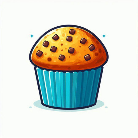 Cupcake vector illustration. Cute muffin in cartoon style.のイラスト素材
