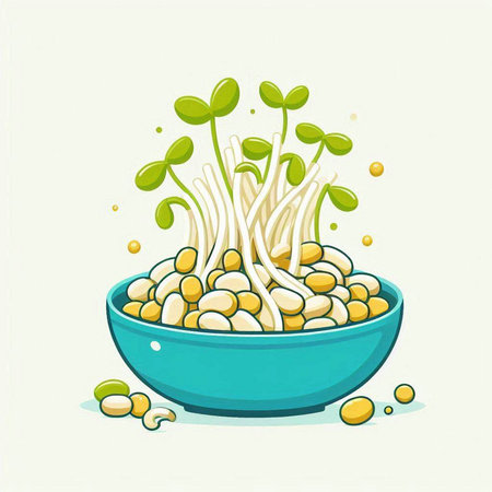 Mung bean sprouts in a bowl. Vector illustration. Eps 10のイラスト素材
