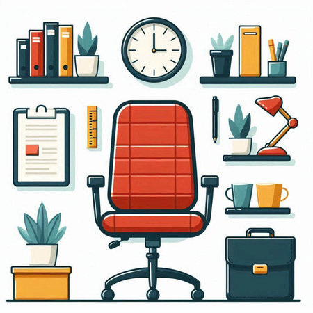 Office chair set. Vector illustration in flat style isolated on white background.のイラスト素材