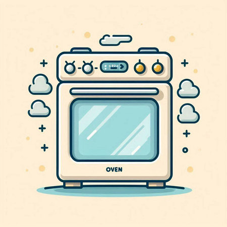 Kitchen oven flat vector illustration. Kitchen appliances, household equipment, home cooking concept.のイラスト素材