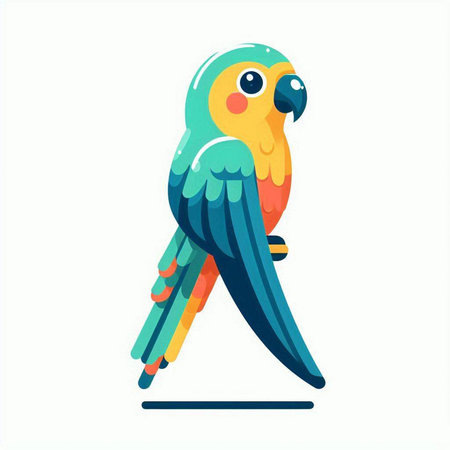 Cute parrot isolated on a white background. Vector illustration.のイラスト素材