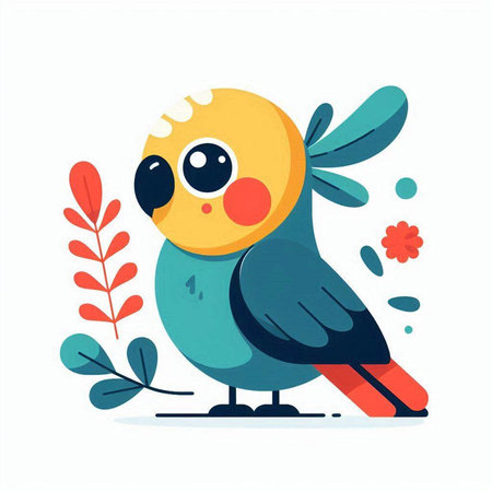 Cute cartoon parrot. Vector illustration in a flat style.のイラスト素材