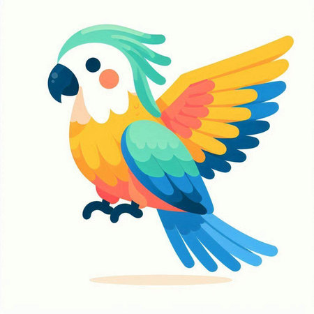 Cute parrot isolated on white background. Vector illustration in cartoon style.のイラスト素材