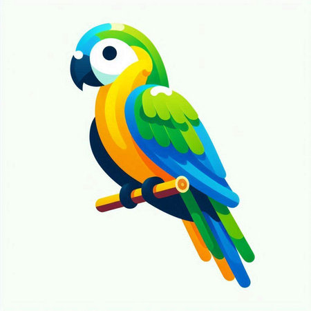 Colorful parrot isolated on a white background. Vector illustration.のイラスト素材