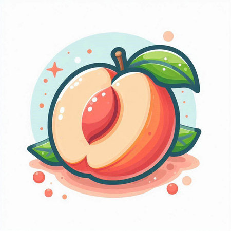 Peach fruit icon. Vector illustration in cartoon style. Fruit icon.のイラスト素材