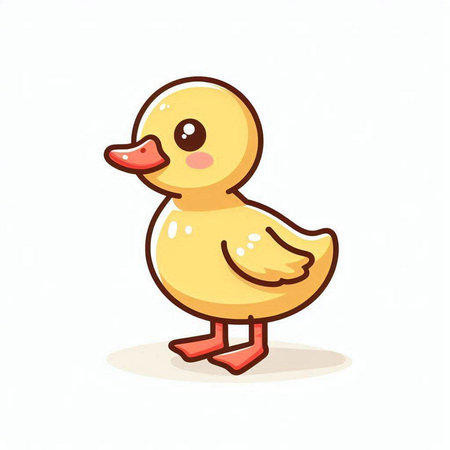 Cute cartoon duckling isolated on white background. Vector illustration.のイラスト素材
