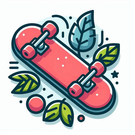 Skateboard icon. Vector illustration of a skateboard on a white background.のイラスト素材