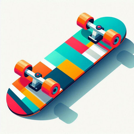 Colorful skateboard on a white background. 3d illustration.のイラスト素材