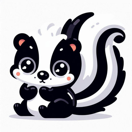 Cute cartoon skunk on a white background. Vector illustration.のイラスト素材