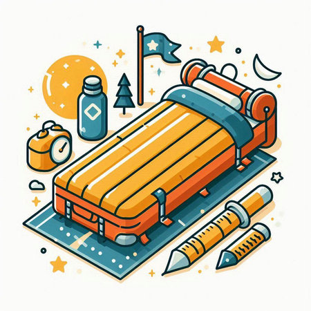 Vacation and travel concept. Vector illustration in line art style.のイラスト素材