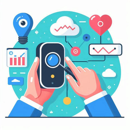 Smartphone in hand. Modern flat design vector illustration concept for web banners, infographics, hero images.のイラスト素材