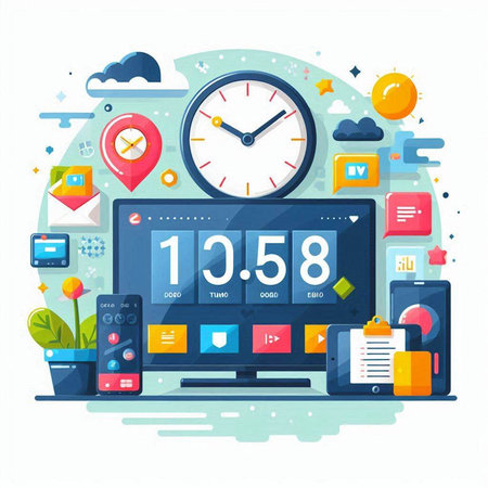 Flat design modern vector illustration concept of time management and time management.のイラスト素材