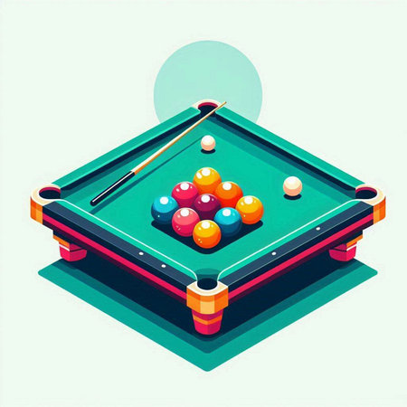 Billiard table with balls. Vector illustration in isometric style.のイラスト素材