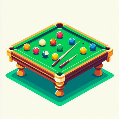 Billiard table with balls. Vector illustration in isometric style.のイラスト素材
