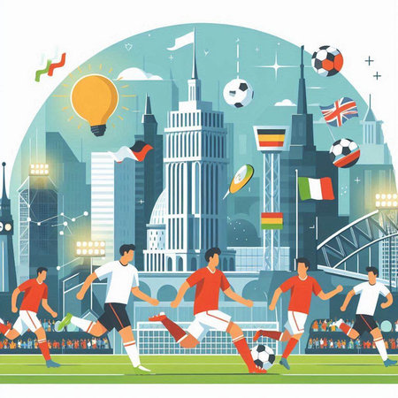 Soccer or football match in the United Kingdom. Vector illustration.のイラスト素材