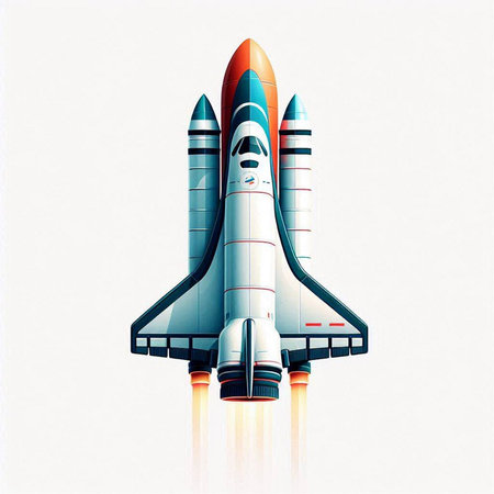Space shuttle in retro style. Vector illustration. Eps 10 vector file.のイラスト素材