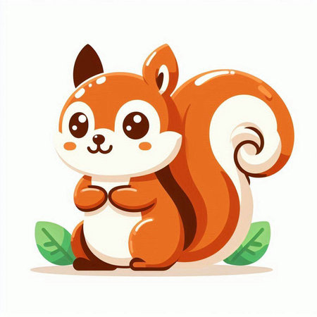 Cute cartoon squirrel. Vector illustration isolated on a white background.のイラスト素材
