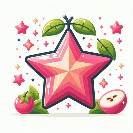 Star with apples and stars on a white background. Vector illustration.のイラスト素材